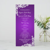 Paarse en  Floral Lace Wedding Program Programmakaart (Staand voorkant)