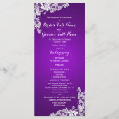 Paarse en  Floral Lace Wedding Program Programmakaart (Voorkant)