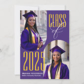 Paarse en geel Afstuderen met boogfoto's Kaart (Voorkant)