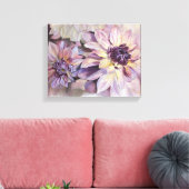 PAARSE EN GEEL DAHLIAS GEPRODUCEERDE CANVAS-BETALI CANVAS AFDRUK (Insitu (Woonkamer))