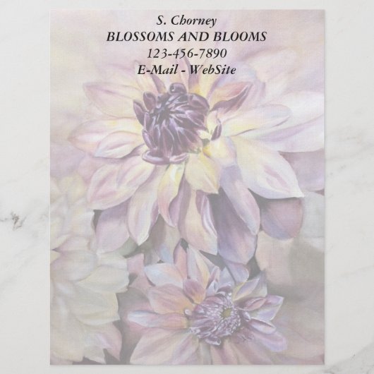 PAARSE EN GEEL DAHLIAS  LETTERHEAD CUSTOM BRIEFHOOFD (Voorkant)