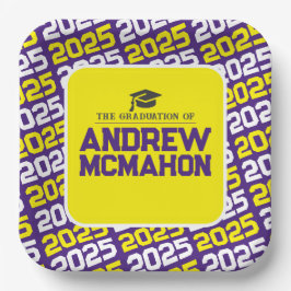 Paarse en Geel Gepersonaliseerd Afstuderen Papieren Bordje