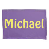 Paarse en Geel Gepersonaliseerd Kussensloop (Voorkant-Links)