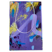 Paarse en gele abstracte kunst cadeautas met glins (Voorkant)