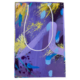 Paarse en gele abstracte kunst cadeautas met glins