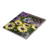 Paarse en Gele Afrikaanse Daisies Tegel Trivet Tegeltje (Zijkant)