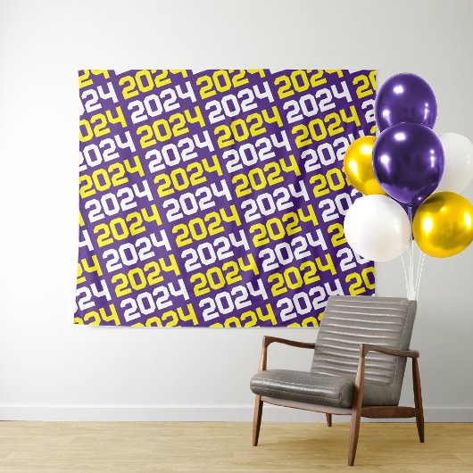 Paarse en gele Afstuderen achtergrond Wandkleed