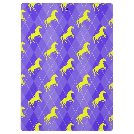 Paarse en gele Argyle, Paard, Ruitersport Klembord (Achterkant)