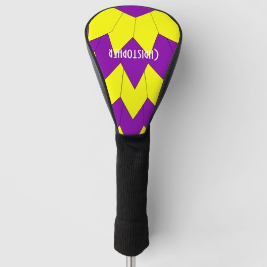 Paarse en gele art deco design golfheadcover (Voorkant)