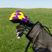 Paarse en gele art deco design golfheadcover (Insitu)