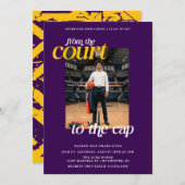 Paarse en Gele Atleet Basketbal Afstuderen Kaart (Voorkant / Achterkant)