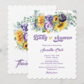 Paarse en Gele Baby shower Uitnodiging (Voorkant / Achterkant)