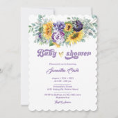 Paarse en Gele Baby shower Uitnodiging (Voorkant)
