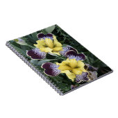 Paarse en Gele Bearless Irissen Bloemen Notitieboek (Rechterzijde)