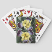 Paarse en Gele Bearless Irissen Bloemen Pokerkaarten (Achterkant)