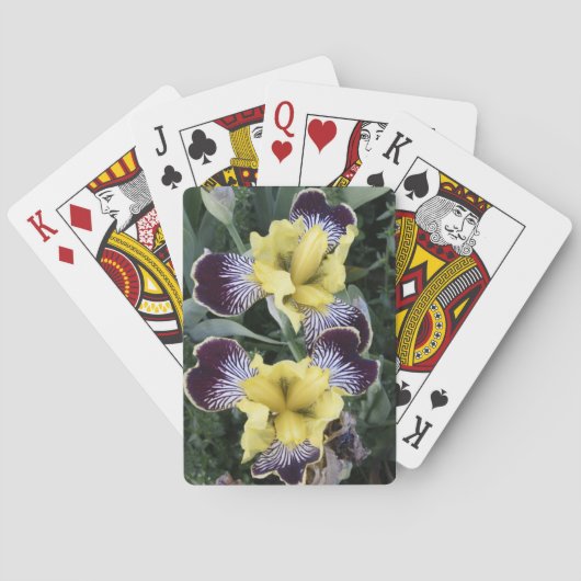 Paarse en Gele Bearless Irissen Bloemen Pokerkaarten (Achterkant)