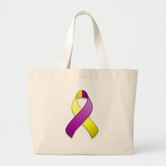 Paarse en gele bewustwording grote tote bag