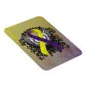 Paarse en gele bewustwording Lint met vleugels Magneet (Rechterzijde)