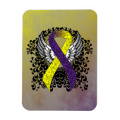 Paarse en gele bewustwording Lint met vleugels Magneet (Verticaal)