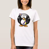 Paarse en gele bewustwording Ribbon Penguin T-shirt (Voorkant)