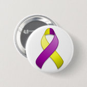 Paarse en Gele Bewustzijnslint Button (Voorkant /achterkant)