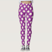 Paarse en gele bloem leggings (Voorkant)