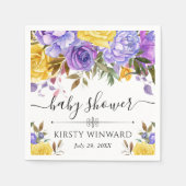 Paarse en gele bloemen Baby shower Servet (Voorkant)