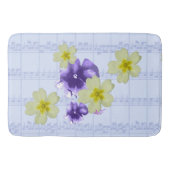 Paarse en gele bloemen Blauw blad Music Bath Mat (Voorkant)