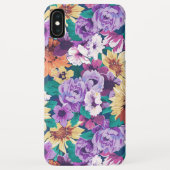 Paarse en gele bloemen collage patroon Case-Mate iPhone case (Achterkant)