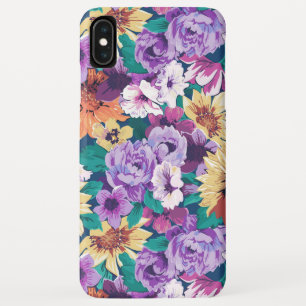 Paarse en gele bloemen collage patroon Case-Mate iPhone case