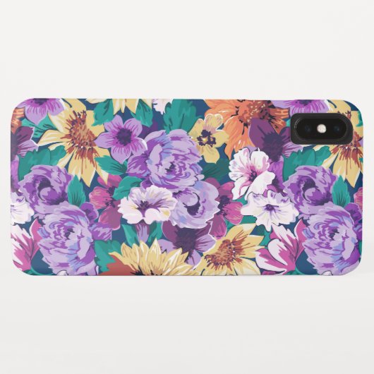 Paarse en gele bloemen collage patroon Case-Mate iPhone case (Achterkant (horizontaal))
