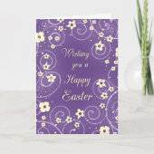 Paarse en gele bloemen Happy Easter Kaart (Voorkant)