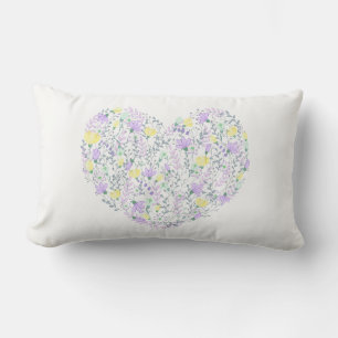 Paarse en gele bloemen Hart Liefde Kussen