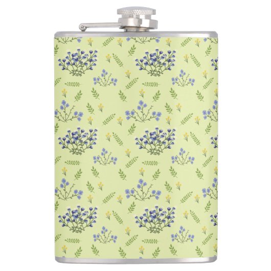 paarse en gele bloemen heupfles (Voorkant)