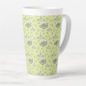 paarse en gele bloemen latte mok (Rechterhoek)