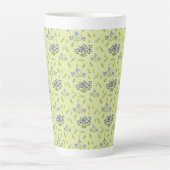 paarse en gele bloemen latte mok (Voorkant)