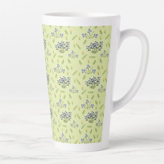 paarse en gele bloemen latte mok (Rechts)