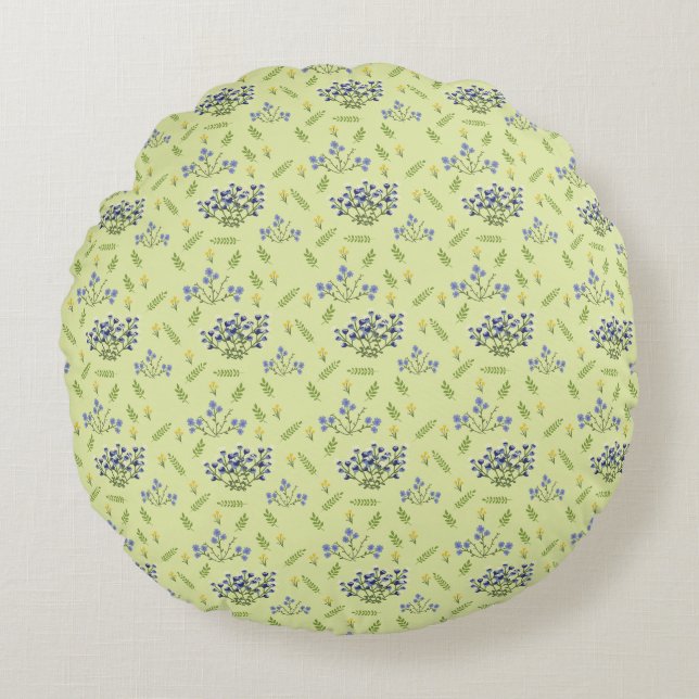 paarse en gele bloemen rond kussen (Voorkant)