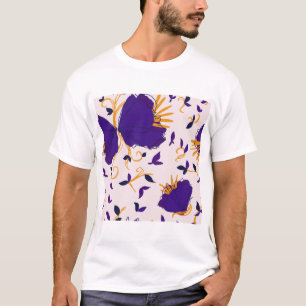 Paarse en gele bloemen t-shirt