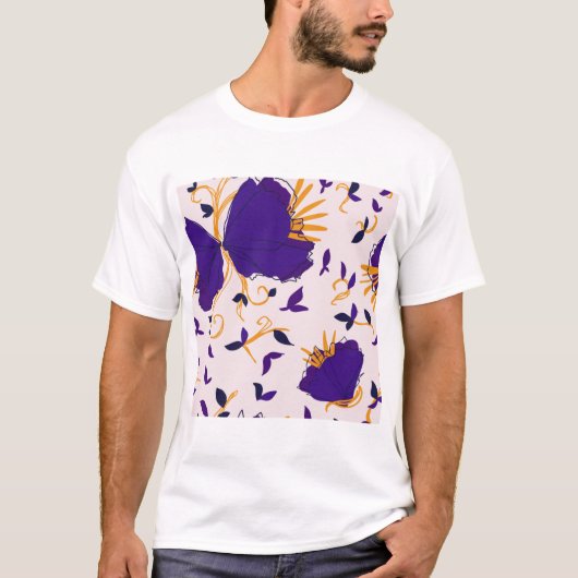 Paarse en gele bloemen t-shirt (Voorkant)