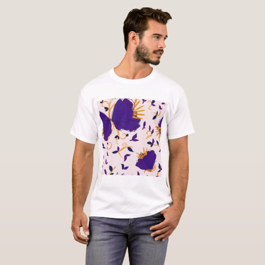 Paarse en gele bloemen t-shirt (Voorkant volledig)