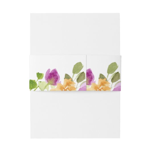 Paarse en gele bloemen uitnodiging tailleband uitnodigingen wikkel (Achterkant Voorbeeld)