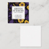 Paarse en gele bloemenpatroon vierkante visitekaartje (Voorkant / Achterkant)