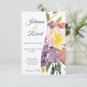 Paarse en gele bruiloft met een mooie bloem kaart (Staand voorkant)