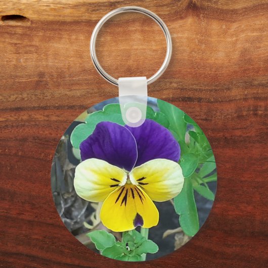 Paarse en gele Button Sleutelhanger (Voorkant)