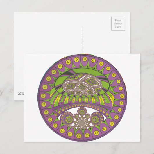 Paarse en gele caleidoscoop briefkaart (Voorkant / Achterkant)