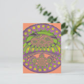 Paarse en gele caleidoscoop briefkaart (Staand voorkant)