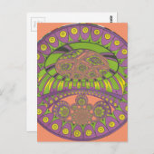 Paarse en gele caleidoscoop briefkaart (Voorkant / Achterkant)