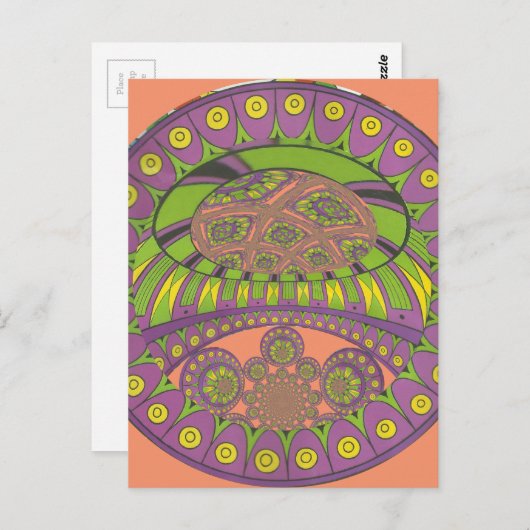 Paarse en gele caleidoscoop briefkaart (Voorkant / Achterkant)