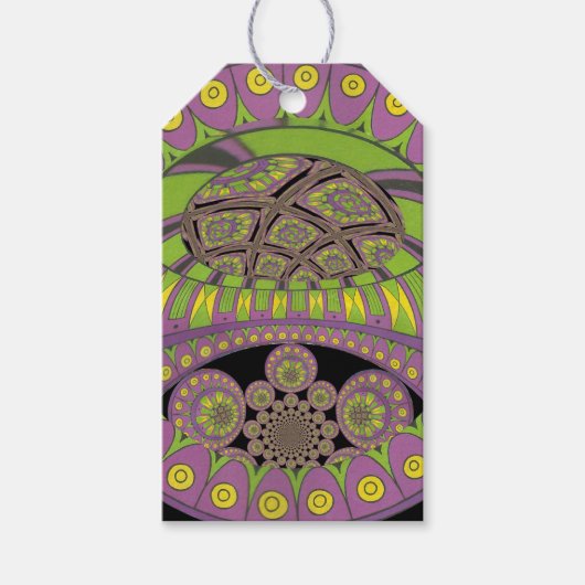 Paarse en gele caleidoscoop cadeaulabel (Voorkant)